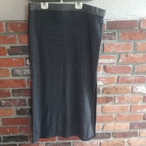 Wool Blend Skirt with Silver Waistband